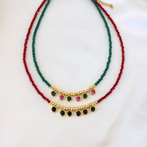 Crystal Beaded Necklace, Bohemian Necklace, Shiny Crystal Necklace, Hematite Crystal Choker, Minimal Beaded Necklace, Gold Boho Jewelry
