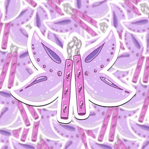 Mythical Kawaii Pink and Purple Fairy Nunchucks Sticker
