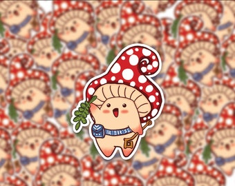 かわいいキノコ薬草学者ステッカー