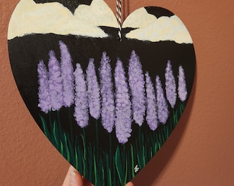 Lavender Fields - Heart Shape Wood Plaque