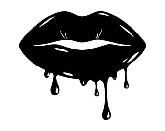Dripping Lips Silhouette Vinyl Decal