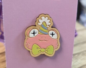 ピンクのピエロガエル | 手作りの木製ピン