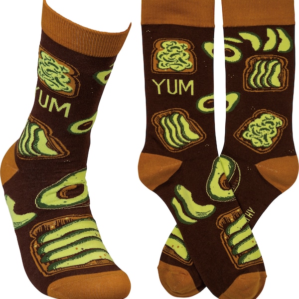 Avocado Toast Yum Fun Socks | Colorful Socks For Men And Women | Gifts For Her | Fun and Funky Socks | Funny Design Socks | Gifts For Him