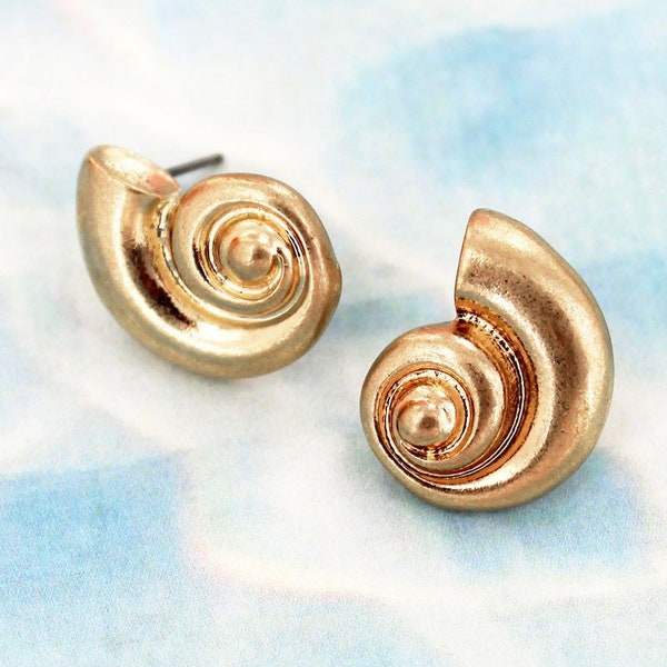 Goldtone Nautilus earrings