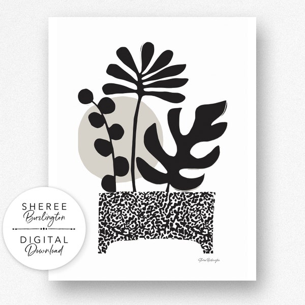 Printable Modern Botanical Wall Art | 8x10 Art Print | 11x14 Minimalist Home Decor | Print Your Own Housewarming Gift Monstera "Leaf Trio"