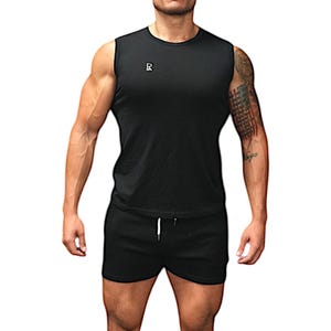 Schwarze Shorts und Tank Top aus 100% Merino Wolle