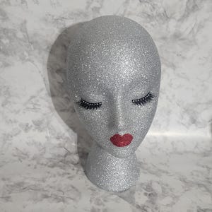 Female styrofoam mannequin head| display stand| wig stand| hat stand| mannequin head| wig head| glitter head| salon display| wig model