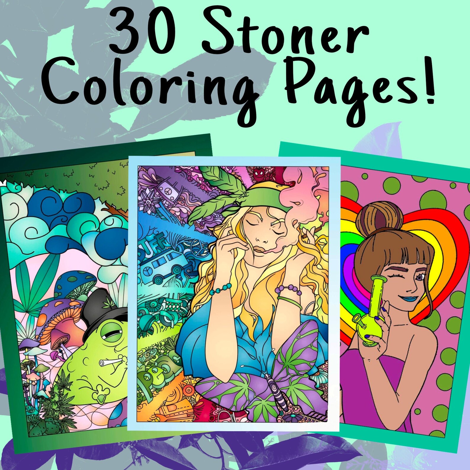 Stoner Girl Coloring Book 30 Downloadable Pages | Etsy