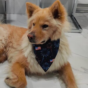 Adjustable Patriotic Dog Bandana, 4 of July dog Memorial Day snap dog bandana patriotic dog bandana red white and blue dog bandana star