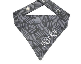 Personalized Embroidered Dog Bandana, Cotton Pet Scarf, Adjustable Snap Closure