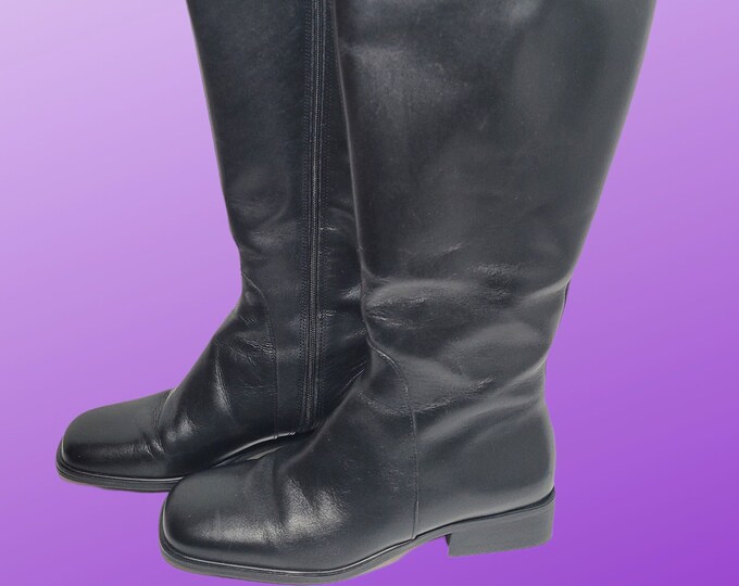 White Mountain Women's Atlas Black Calf Leather Fashion Boots Size 7M