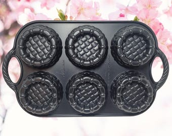 New Nordic Ware Cast Aluminum Nonstick Shortcake Baskets Pan ~ 6 Individual Molds in Baking Pan ~ USA ~ Mother's Day Gift ~ Christmas Gift