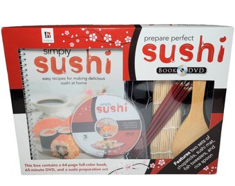 New Hinkler Simply Sushi Kit w/ Recipe Book, DVD, Sushi Prep Set & Chopsticks ~ Great Christmas Gift!