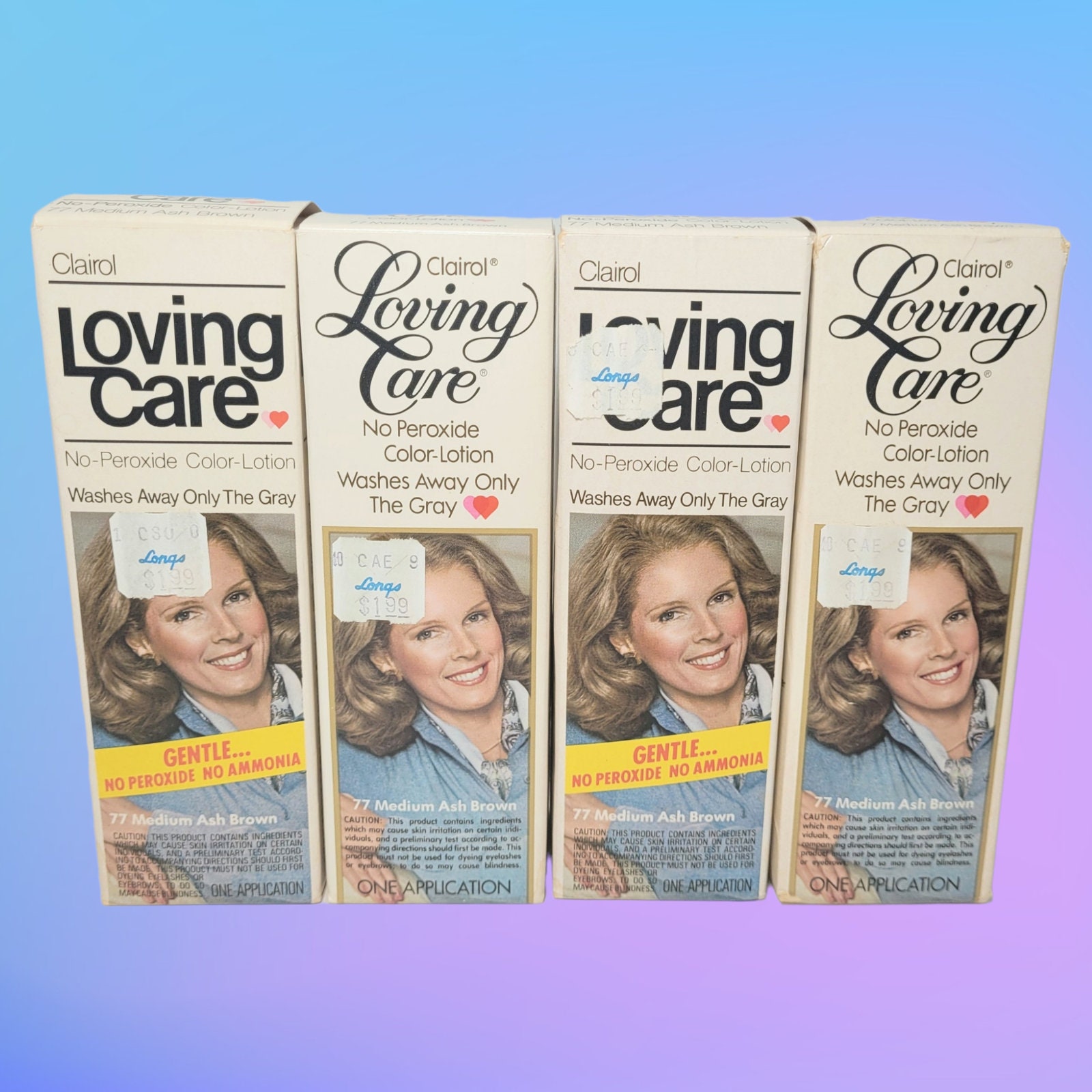 4 Vintage 1970s Clairol Loving Care No Peroxide Color Lotion #77