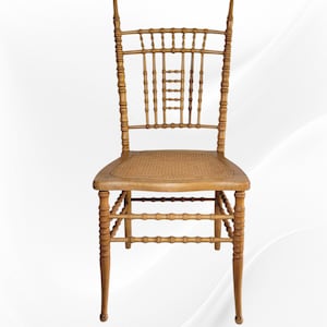 Antique Victorian Early 20th Century Chivari Wooden Spindle & Cane Seat Side Chair ~ Accent Chair ~ Hollywood Regency