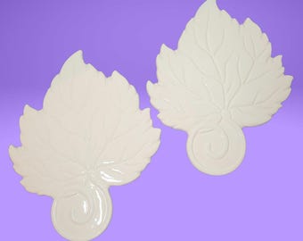 2 Vintage Maple Leaf Trivets Treasure Craft White Ceramic ~ Made in USA ~ Mother's Day Gift ~ Christmas Gift