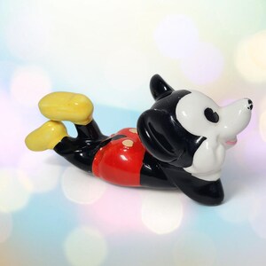 Vintage Walt Disney Figurine Mickey Mouse Laying Down Ceramic Cartoon Character image 2