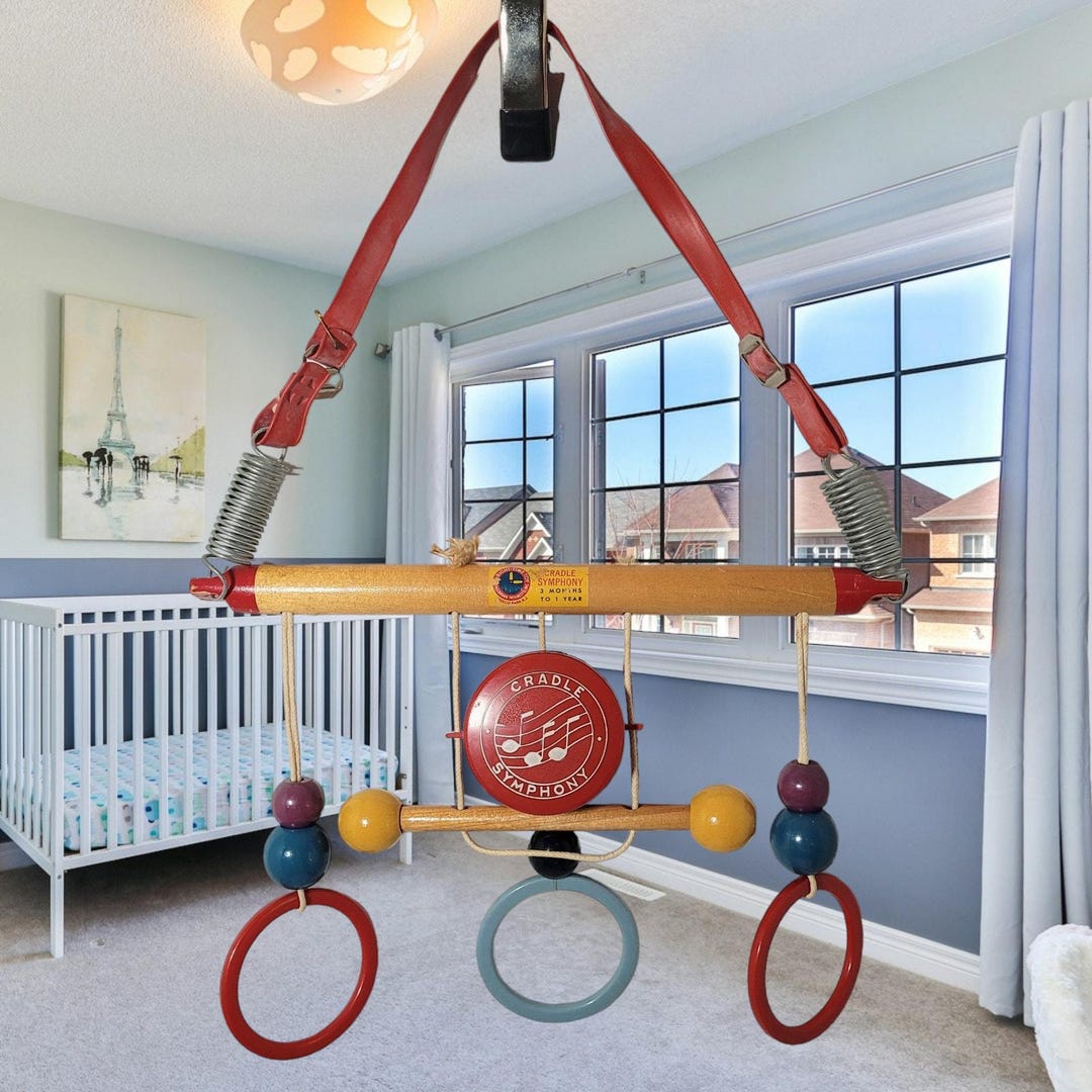 Vintage 1950's Cradle Symphony Baby Crib Musical Mobile Nursery Decor ...