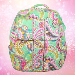 Vintage Vera Bradley Green & Pink Paisley Tutti Frutti Quilted