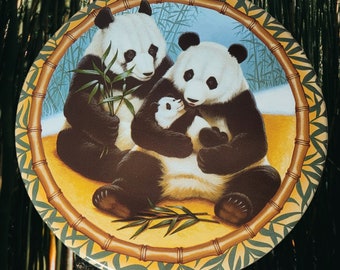 Vintage 1994 Indecco Panda Bear Family Metal Candy Box Cookie Tin Made in U.S.A. Perfect as a Gift Box Trinket Holder Panda Bear Collection!