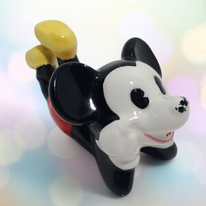 Vintage Walt Disney Figurine Mickey Mouse Laying Down Ceramic Cartoon Character image 4