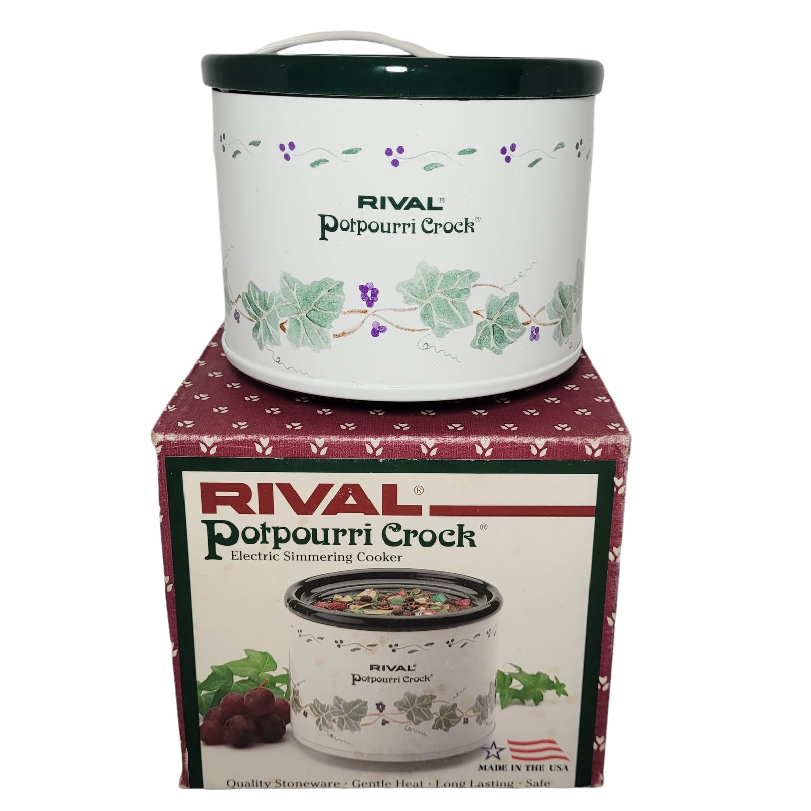 Vintage Rival Potpourri Crock Electric Simmering Cooker Stoneware Country  Floral