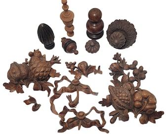 11 Antique Architectural Wooden Finials & Carved Accents Features Craft Projects Woodworking Parts