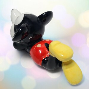 Vintage Walt Disney Figurine Mickey Mouse Laying Down Ceramic Cartoon Character image 8