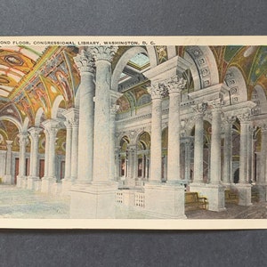 Secondo piano, Biblioteca del Congresso, Washington, DC. 1924. Cartolina d'epoca.