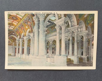 Second Floor, Congressional Library, Washington, DC. 1924. Vintage Postcard.