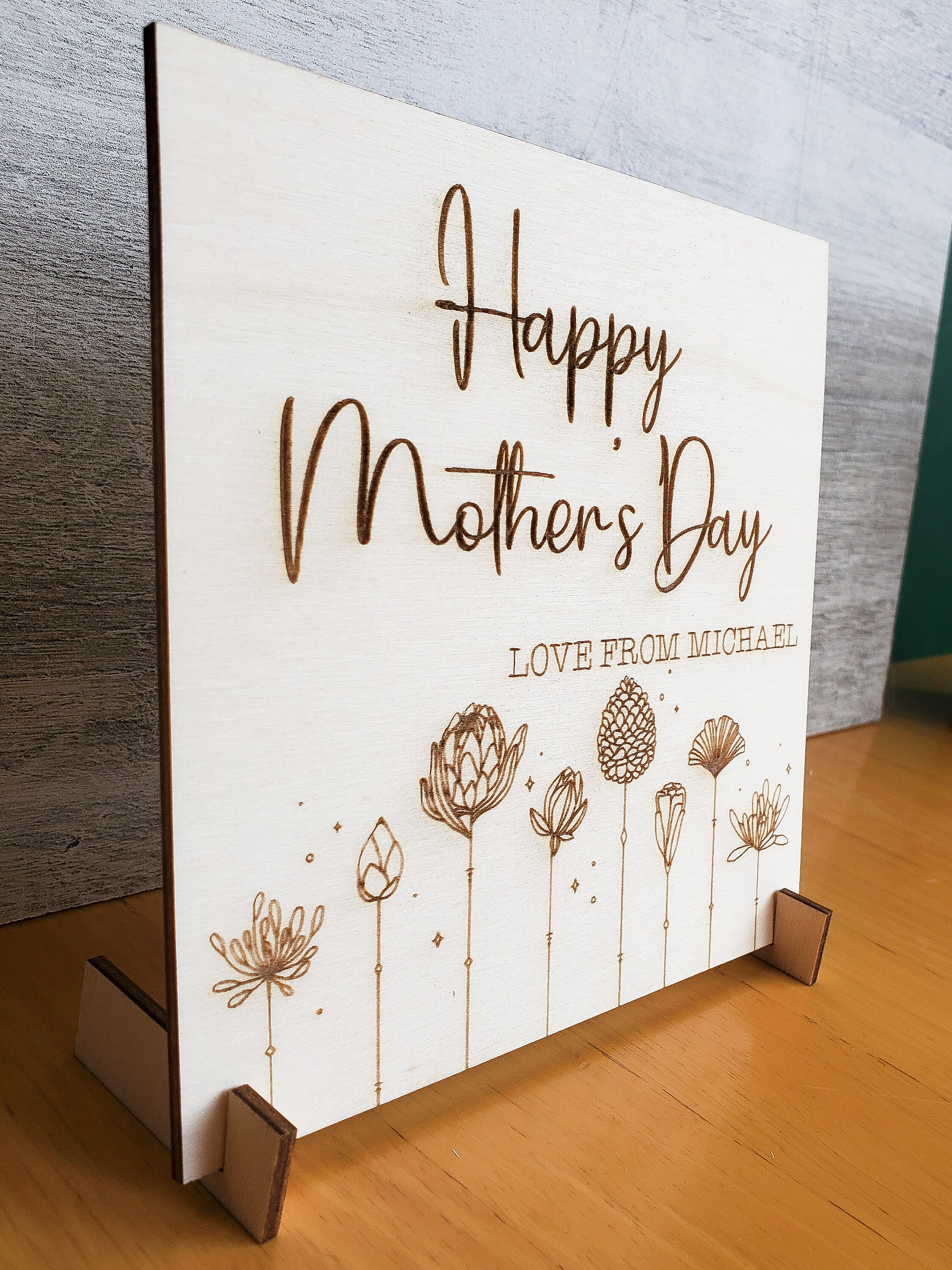Personalized Engraved Wooden Mother's Day Card With Stand - Etsy