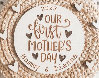 Our first Mother's Day together plaque | wooden customised baby sign | laser engraved | personalised gift for a new mum