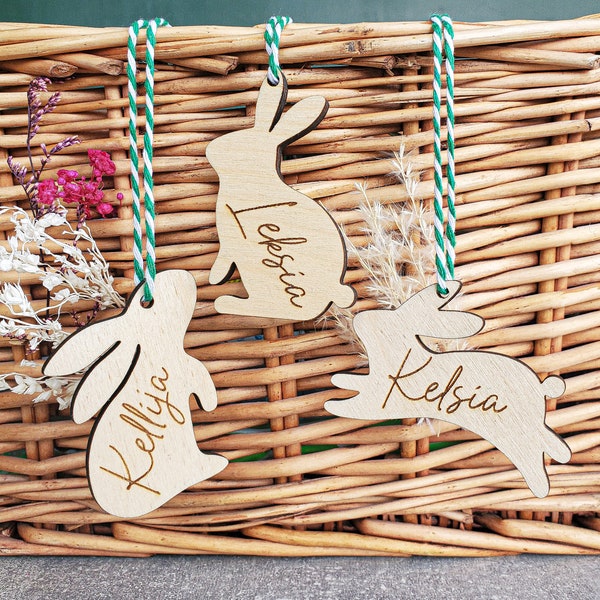 Happy Easter Personalised tag | Easter Basket bunny | Personalised Easter Egg | Wooden Easter Plaque | Easter Decoration | My First Easter