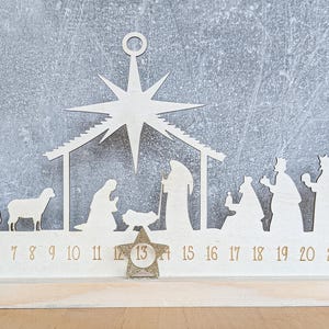 Wooden Nativity Advent Calendar: Rustic Christmas Countdown Decor