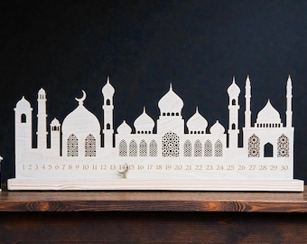 Ramadan Kalender aus Holz: Eid Countdown Tischdekoration