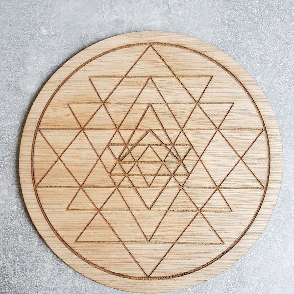 Sri Yantra wooden board | Sacred Geometry | Crystal Grid | Personalised Crystal Board | Crystal Grid Template | Shri Yantra