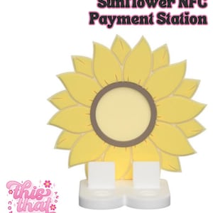 NFC Smart Tap Payment Station – Tap to Pay Sign | Contactless Checkout Display |Smart Tap | NFC | Custom QR Code Stand | Sunflower
