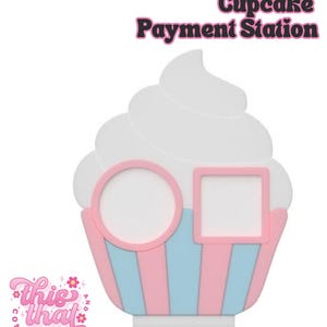 NFC Smart Tap Payment Station – Tap to Pay Sign | Contactless Checkout Display |Smart Tap | NFC | Custom QR Code Stand | Cupcake