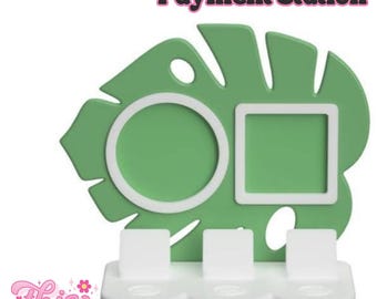 NFC Smart Tap Payment Station – Tap to Pay Sign | Contactless Checkout Display |Smart Tap | NFC | Custom QR Code Stand | Monstera Leaf
