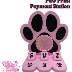 NFC Smart Tap Payment Station – Tap to Pay Sign | Contactless Checkout Display |Smart Tap | NFC | Custom QR Code Stand | Paw Print