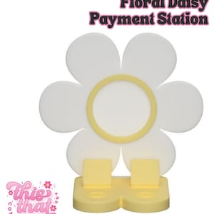 NFC Smart Tap Payment Station – Tap to Pay Sign | Contactless Checkout Display |Smart Tap | NFC | Custom QR Code Stand | Floral Daisy