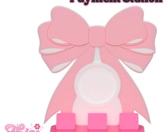 NFC Smart Tap Payment Station – Tap to Pay Sign | Contactless Checkout Display | Smart Tap | NFC | Custom QR Code Stand | Coquette Bow