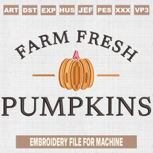 Bauernhof Frische Kürbisse Stickmuster, Bauernhof Frische Stickmuster, Herbst Stickmuster, Herbst Stickdateien, 13x18