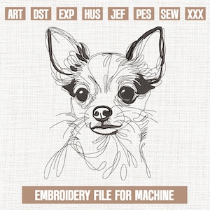 Dog chihuahua embroidery designs, cute dog embroidery pattern, animals embroidery files trendy, gifts for animals, 5x7