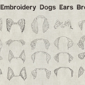 90 Embroidery Dogs Ears Breed, Bundle Dog Ears Embroidery Designs for Machine, Hand Drawn Embroidery File, instant download, 4x4, 5x7