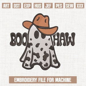 Boo haw embroidery designs, halloween embroidery pattern, western embroidery files trendy, boo yall cow machine embroidery, 4 sizes