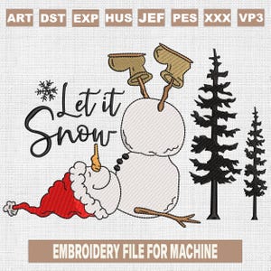 Let it snow embroidery designs, snowman embroidery pattern, christmas embroidery files trendy, gifts for christmas, 5x7
