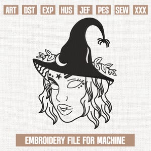 Witch embroidery designs, funny witch embroidery pattern, happy halloween embroidery files trendy, halloween machine embroidery, 4 sizes