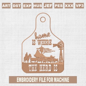Home is where our herd is embroidery designs, western embroidery pattern, western cowboy embroidery files trendy, machine embroidery