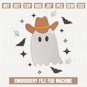 Western ghost embroidery designs, cowboy ghost embroidery pattern, halloween western embroidery files trendy, 5 sizes